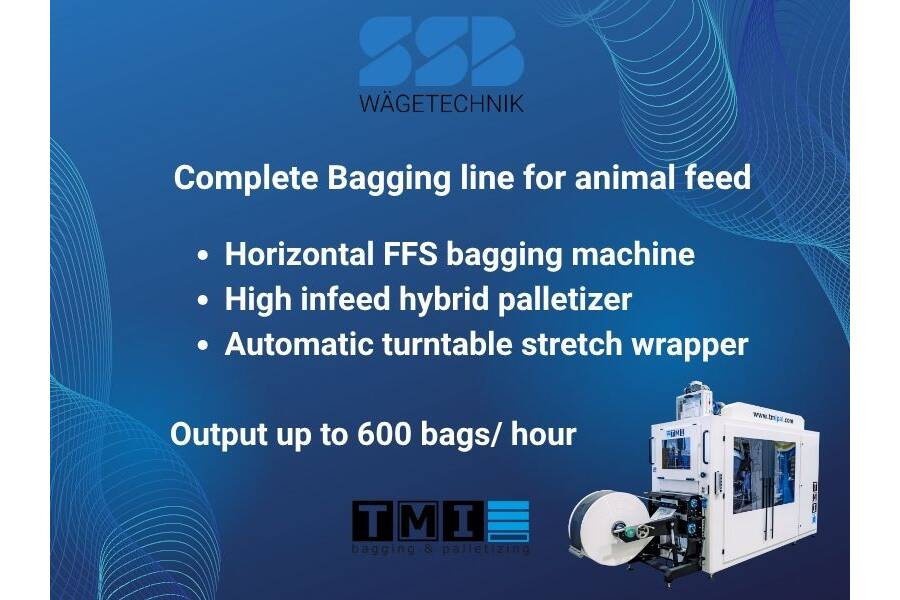 Komplette Absackanlage für Tierfutter: präzise und zuverlässig Die komplette Absackanlage für Tierfutter von SSB Wägetechnik bietet eine hochmoderne, präzise und zuverlässige Lösung für das vollautomatische Abfüllen und Verpacken von Futtermitteln.